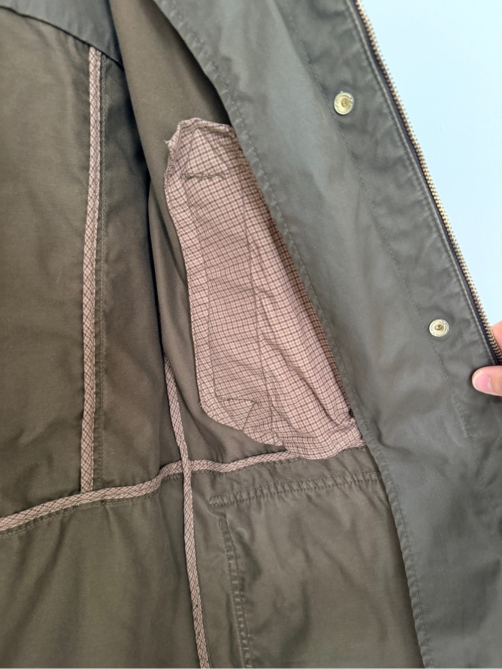 J. Crew Hooded Downtown Field Jacket Olive with Gold Hardware - Picture 4 of 6